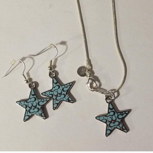 Vintage Coach Star Necklace and Earrings Set 925 - Picture 1 of 5